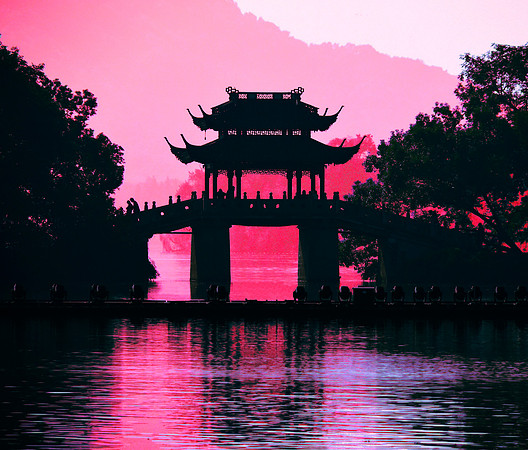 Lake Bridge in Red