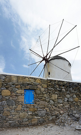 Windmill and blue window