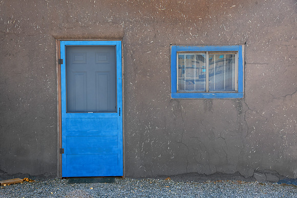 Blue door in the shade